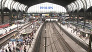 Ein voller Bahnsteig im Hamburger Hauptbahnhof. © Screenshot 