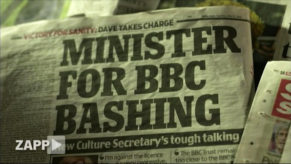Zeitungsartikel "Minister for BBC Bashing".  