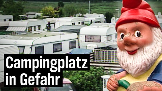 Meherere Campingwagen stehen auf einem Campinggelände.  