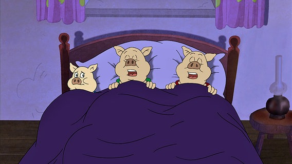 Drei Schweinchen im Bett © NDR 