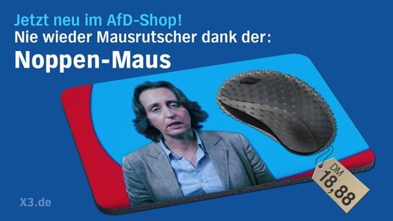 Ein Werbebanner für eine Maus mit rutschfesten Noppen.  