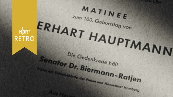 Programmblatt zur "Matinee zum 100.Geburtstag von Gerhart Hauptmann" (1962)  
