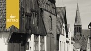 Straßenszene Meldorf mit alten Häusern in der Altstadt (1965)  