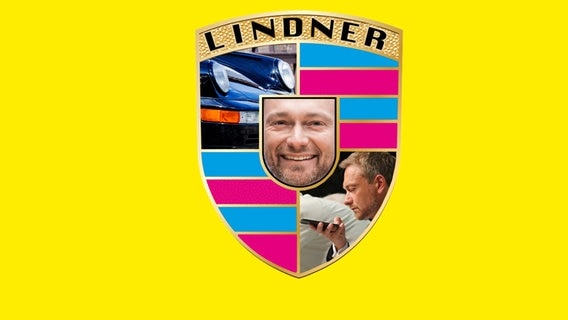 Ein Christian-Lindner-Logo in Porsche-Logo-Optik © NDR 