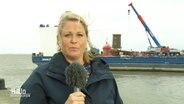 Reporterin Anna Koerber berichtet live aus Bremerhaven. © Screenshot 