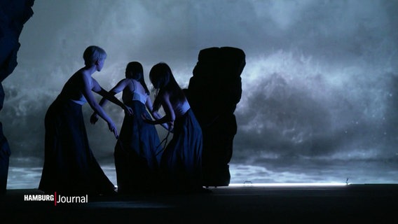 Tanzszene auf der Bühne mit Videoprojektion. © Screenshot 