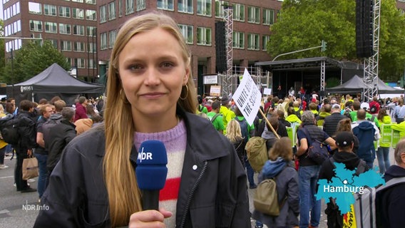 Lisa Eißfeldt berichtet vom Klimastreik in Hamburg. © Screenshot 