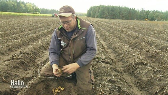 Landwirt Jochen Hartmann auf seinem Kartoffelfeld. © Screenshot 