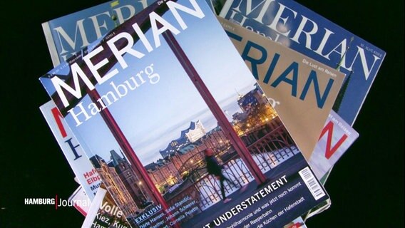 Verschiedene Ausgaben des Reisemagazibns Merian mit dem Thema Hamburg © Screenshot 