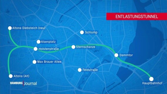 Karte die S-Bahn-Stationen und den Tunnel zeigt © Screenshot 