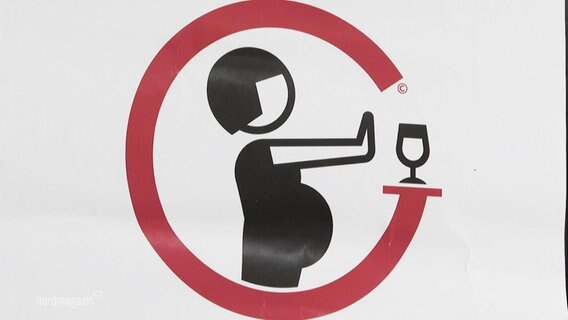 Ein Pictogramm zeigt eine schwangere Frau, die ein Glas Wein ablehnt. © Screenshot 