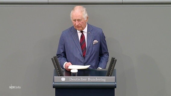 König Charles hält eine Rede vor dem Bundestag. © Screenshot 