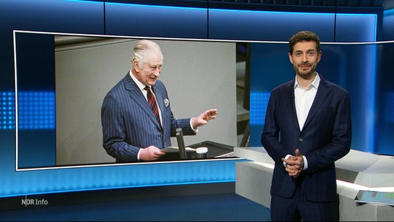 Daniel Anibal Bröckerhoff moderiert die Spätausgabe NDR Info. © Screenshot 