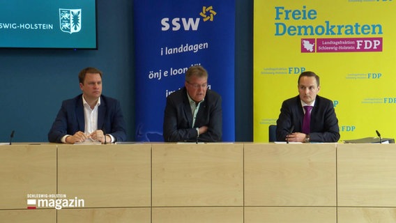 Eine Pressekonferenz der FDP und des SSW © Screenshot 