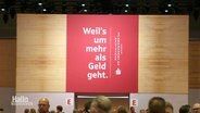 Werbetafel des Deutschen Sparkassentages 2023 mit dem Slogan: "Weil´s um mehr als Geld geht." © Screenshot 