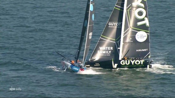 Das Segelschiff des Teams Guyot rammt das Team 11th Hour Racing. © Screenshot 