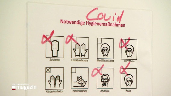 Mit Piktogrammen wird auf nötige Hygienemaßnahmen hingewiesen. © Screenshot 