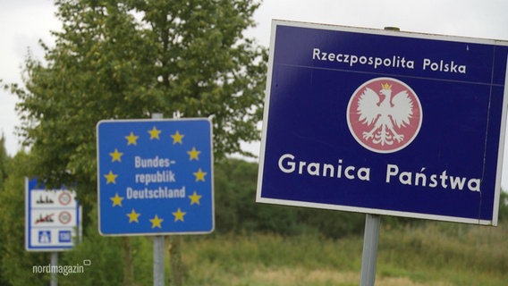 Schilder kennzeichnen die deutsch-polnische Grenze © Screenshot 