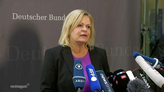 Bundesinnenministerin Nancy Faeser von der SPD. © Screenshot 