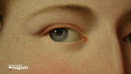 Der Ausschnitt eines Gemäldes zeigt das Auge einer Frau. © Screenshot 