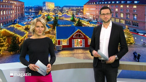 Marie-Luise Bram und Chrstipher SCheffelmeier moderieren das Schleswig-Holstein Magazin. © Screenshot 