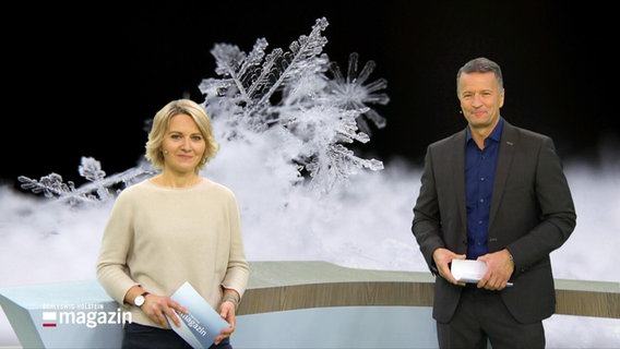 Marie-Luise Bram und Gerrit Derkowski moderieren das Schleswig-Holstein Magazin. © Screenshot 