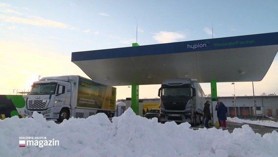 Eine Wasserstofftankstelle für Lkw in Neumünster. © Screenshot 