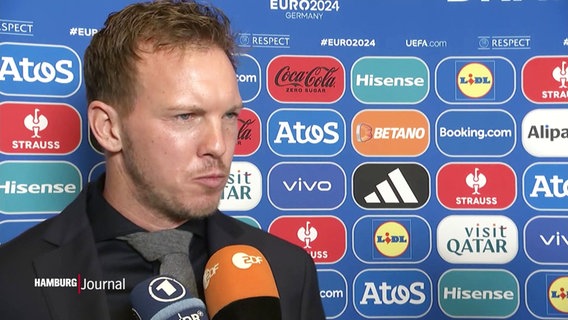 Bundestrainer Julian Nagelsmann im Gespräch nach der EM-Auslosung. © Screenshot 