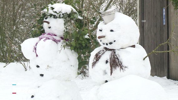 Eine Schneefrau und ein Schneemann. © Screenshot 