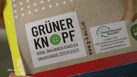 "Grüner Knopf" wirbt auf Lidl-Produkten für die Einhaltung von Menschenrechten und faire Umweltstandards. © Screenshot 