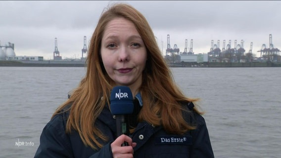 NDR-Reporterin Jelena Morgenstern aus dem Hamburger Hafen © Screenshot 