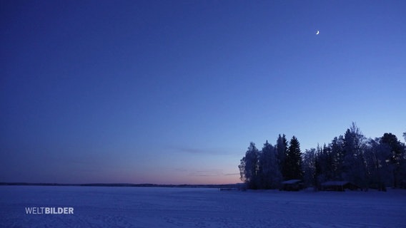 Eine Winterlandschaft im Norden Lapplands bei Nacht. © Screenshot 
