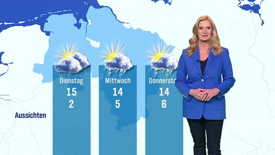 Claudia Kleinert moderiert das Wetter. © Screenshot 