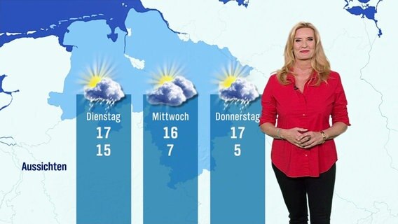 Claudia Kleinert moderiert das Wetter für Niedersachsen. © Screenshot 