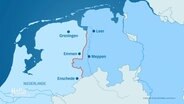 Karte der Grenzregion zwischen den Niederlanden und Niedersachsen © Screenshot 