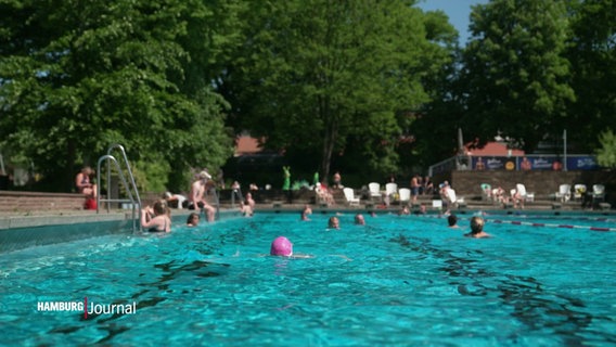 Schwimmerinnen und Schwimmer im Freibad © Screenshot 