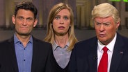 Christian Ehring, Kirstin Warnke und Max Giermann als Donald Trump.  