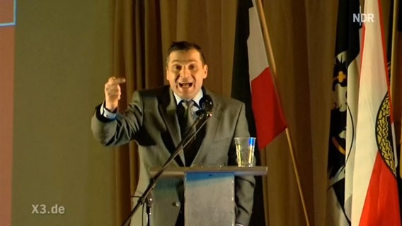 Udo Pastörs während seiner Rede am Aschermittwoch 2009 © Screenshot NDR Foto: Screenshot NDR