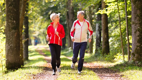 Mann und Frauen joggen im Wald. © Colourbox Foto: -