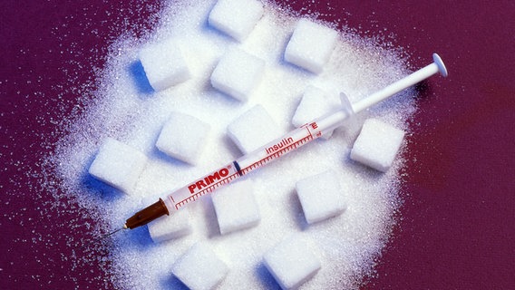 Zuckerwürfel und eine Insulinspritze © picture-alliance / OKAPIA KG Foto: Jeffrey Telner