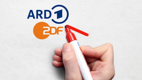 Ein roter Filzstift streicht die Logos von ARD und ZDF durch © NDR 