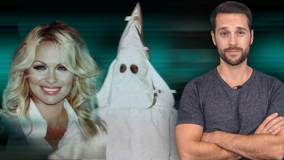 Mirko Drotschmann auf einer Fotocollage mit Pamela Anderson und dem Ku-Klux-Klan © NDR 