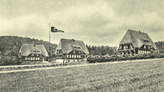 Kinderhäuser des NS-Kinderheims in Bad Sachsa inmitten einer Wiese. © Privatsammlung Ralph Boehm 