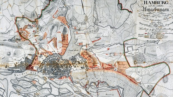 Eine Karte von 1813 zeigt Hamburg und das Umland © Stubbe da Luz, Scheiblich Foto: Reinhard Scheiblich
