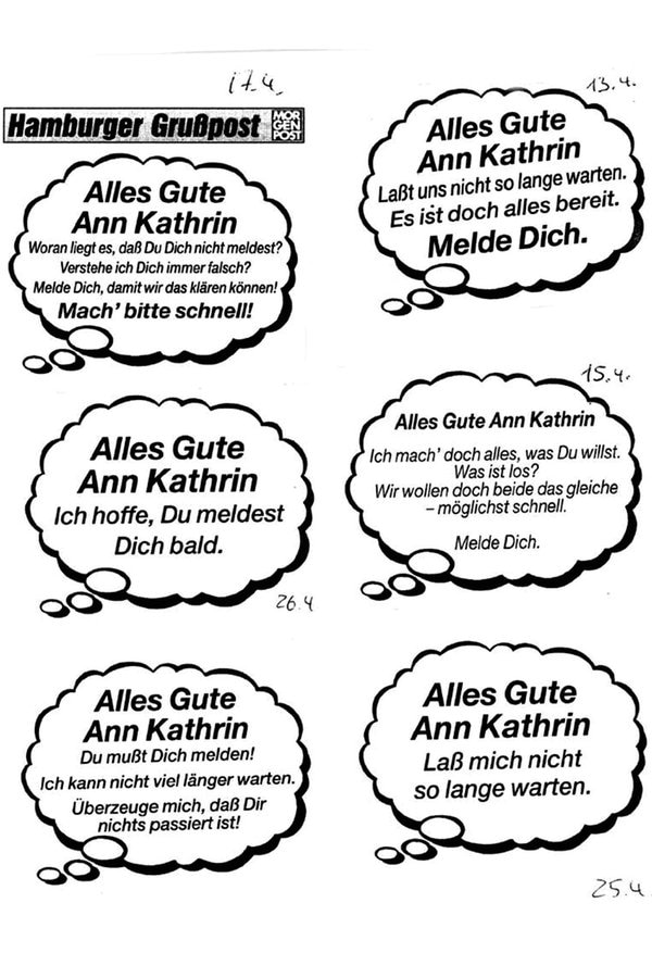 Verdeckten Grußbotschaften an die Reemtsma-Entführer in der "Hamburger Morgenpost" im April 1996 © picture-alliance / dpa Foto: Carsten Rehder