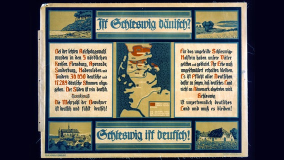 Ein pro-deutsches Plakat im Vorfeld der Volksabstimmung, bei denen Nordschleswig 1920 über seine territoriale Zugehörigkeit entscheiden soll. © picture alliance / akg 