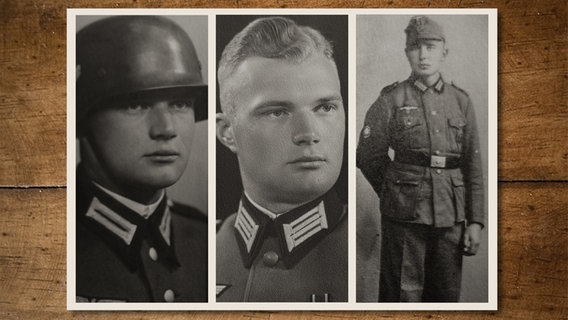Drei Fotos von Wilfried Illing, dem späteren Ehemann von Ingeborg Illing aus Salzgitter, als Soldat im Zweiten Weltkrieg. © Privat 