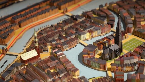 Detailaufnahme vom Modell des Hamburger Hafens um 1900 im Museum für Hamburgische Geschichte © Stiftung Historische Museen Hamburg 