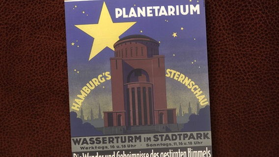 Erstes Plakat des Hamburger Planetariums von 1931. © Planetarium Hamburg / Zeutschel Omniscan 11 