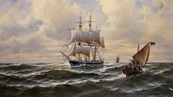 Das Dreimastvollschiff "Deutschland" im Dienst der Hapag um 1848 (Gemälde, das sich im Besitz von Hapag-Lloyd befindet - Maler: H. Pollack) © Hapag-Lloyd AG, Hamburg 